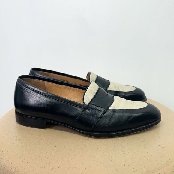 Bally Men’s Black and Cream Carena Slip on Almond Toe Penny Loafer main image 14